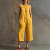 Women's Retro Sleeveless Wide-Leg Cropped Jumpsuit by FitiqueFit