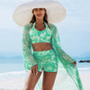 Multi-Color Print Bikini Three-Piece Set – Padded Swimwear for Women by FitiqueFit