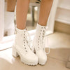 Women’s Chunky Heel PU Martin Boots | Large Size High Heel Boots by FitiqueFit