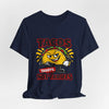TACOS NOT TARIFFS Tee | taco pun, protest typography by Tristan’s Treehouse