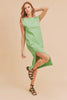 Side Slit Round Neck Sleeveless Midi Dress For Women Casual Chic with Side Slits for Modern Elegance by Stevvex