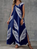 Printed V-Neck Sleeveless High-Waist Maxi Dress | 3 Colors