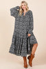 Printed Tie Neck Flounce Sleeve Midi Dress For Women – Fluttering, Feminine and Playful Midi Dress with Ruffled Details by Stevvex