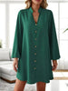 Women's V-Neck Long Sleeve Single-Breasted A-Line Dress by FitiqueFit