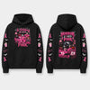 Unisex Pink Breast Cancer Awareness Horror Print Hoodie – Scary Movie Character Graphic Pullover, Halloween Pink Ribbon Support Sweatshirt
