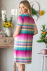 Colorful Full Size Striped Short Sleeve Mini Tee Dress Plus Size Casual Essential Summer Dress by Stevvex