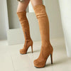 Suede Elastic Over-the-Knee High Heel Riding Boots Women by FitiqueFit