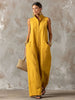 Linen Blend Sleeveless Stand-Collar Jumpsuit – 5 Colors S–3XL by FitiqueFit