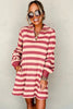 Classic Contrast Black Striped Collar Long Sleeve Mini Dress Stylish & Trendy Casual Dress for Women by Stevvex