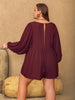 Plus Size Tie Neck Balloon Sleeve Romper