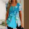 Women’s Printed Faux Two-Piece V-Neck Short Sleeve Top by FitiqueFit
