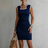 Women's Solid Color Sleeveless Knit Midi Dress – Casual One-Piece by FitiqueFit