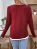 Ribbed Knit Long Sleeve Henley T-Shirt by Simply Love