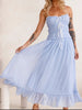 Vintage Ruffled Hem Midi Dress With Tied And Ruched Detail Elegant Feminine Girls Dress by Stevvex
