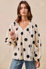 BiBi Polka Dot Exaggerated Balloon Sleeves Blouse by FitiqueFit
