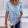 Women's Lace Patchwork Crew Neck Short Sleeve T-Shirt by FitiqueFit
