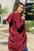 Red Double Take Full Size Hooded Teddy Bear Jacket with Thumbholes Ultra-Cozy & Stylish Comfortable Outerwear by Stevvex