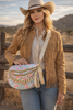 Pastel Cheetah Outlaw Crescent Crossbody Sling Bag by Neon Spur