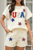Apricot USA Star Patched Graphic Textured Short Set by Wild and Free Boutique