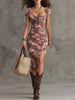 Women's Vintage Puff-Sleeve High-Waist Split Maxi Dress by FitiqueFit