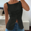 Trendy Square Neck Button Up Vest Top Y2k Going Out Tank Tops by FitiqueFit
