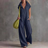 Women's Loose Sleeveless Jumpsuit with Pockets – Linen-Look by FitiqueFit
