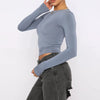 Slim Fit Long Sleeve Shirt | Women's Casual Crop Tops by FitiqueFit