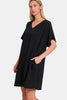 V-Neck Tee Dress with Pockets For Women – V-Neck Casual Dress, Tee Dress with Pockets, Comfortable V-Neck Dress, Pocketed Tee Dress, Casual Chic Dress, Easygoing V-Neck Dress by Stevvex