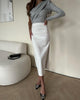 European And American Fashionable With Side-slit Solid Color Stretch Slim Skirt