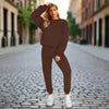 👚 Women's Solid Color Round Neck Pullover Sweatshirt & Pants Set by FitiqueFit