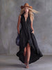 Lapel Collar Zip-Front Ruffle Hem Boho Dress by FitiqueFit