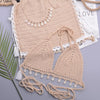 Bikini Set Woman Crochet Shell Tassel Bikini Top And Seashell Beach Skirt Lace See Through Bikini Women Beach Summer 2 Piece Outfits Crochet Mesh Bikini Top and Skirt Set by Stevvex