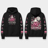 Unisex Pink Breast Cancer Awareness Horror Print Hoodie – Scary Movie Character Graphic Pullover, Halloween Pink Ribbon Support Sweatshirt