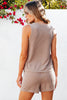 Black Corded Sleeveless Top and Pocketed Shorts Set