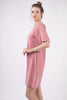 Woman Dress Casually Washed Round Neck Mini Tee Dress - Effortlessly Chic Casual Dress with Pocketed Design by Stevvex