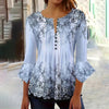 Women’s V-Neck 3/4 Sleeve Button-Front Tunic Blouse by FitiqueFit