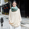 Cotton And Linen Breathable Retro National Long Sleeve Pullover T-shirt