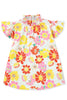Purple Multicolor Stand Collar Flutter Sleeves Floral Top