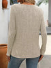 Ribbed Knit Long Sleeve Button Detail T-Shirt by Simply Love
