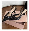 Women's Closed Toe Slingback Stiletto Heels – Bowknot & Rhinestone Sandals by FitiqueFit