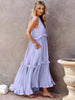 Romantic Ruffled Sleeveless Tiered Maxi Dress with Pockets Elegant & Chic Statement Beautiful Design Dress by Stevvex