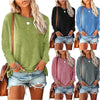 Women's Solid-Color Long-Sleeve Crew-Neck Pullover T-Shirt by FitiqueFit