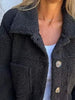 Comfortable Modern Women Full Size Fuzzy Button-Up Jacket with Drop Shoulder and Pockets by Stevvex