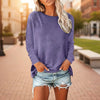 Women's Solid-Color Long-Sleeve Crew-Neck Pullover T-Shirt by FitiqueFit
