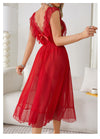 Sexy Polka Dot Nightdress Princess Cami Dress Summer Women Mesh Private Pajamas Backless Outerwear