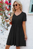 V-Neck Balloon Short Sleeve Dress