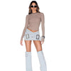 Women's Light Blue Denim Mini Skirt – Bodycon Cross-Over Buckle Design by FitiqueFit