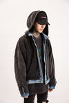 High quality heavy two-sided wash water to do old lining batik INS couple models BF wind warm denim jacket