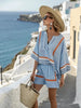 Women's V Neck Top and Shorts Set by FitiqueFit