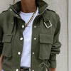 Women’s stand collar drawstring hem jacket by FitiqueFit